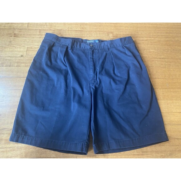 VTG Polo Ralph Lauren Navy Blue Tyler Short Chino Shorts Size 38 100% Cotton - Picture 1 of 7